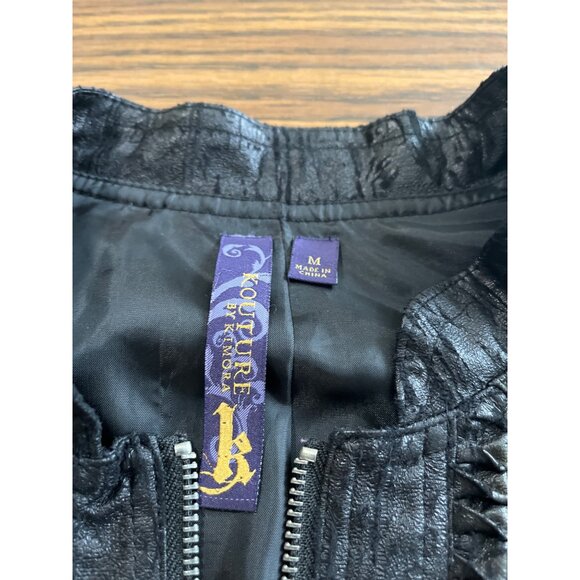 Kouture by Kimora black short sleeved zip front shirt jacket size Medium - Picture 4 of 6